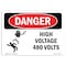 Signmission Safety Sign, OSHA Danger, 3.5" Height, 5" Width, High Voltage 480 Volts, Landscape OS-DS-D-35-L-2200 - alternate 1